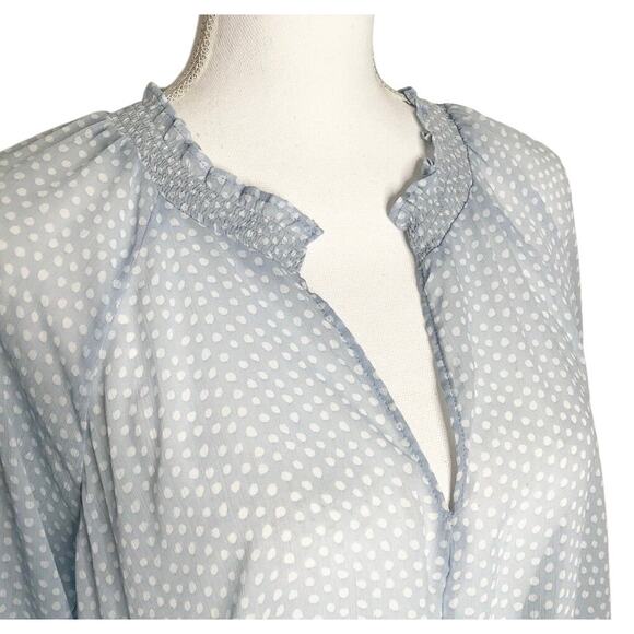 Torrid Light Blue White Polka Dot Semi Sheer Long Sleeve Top 10 - Picture 3 of 10